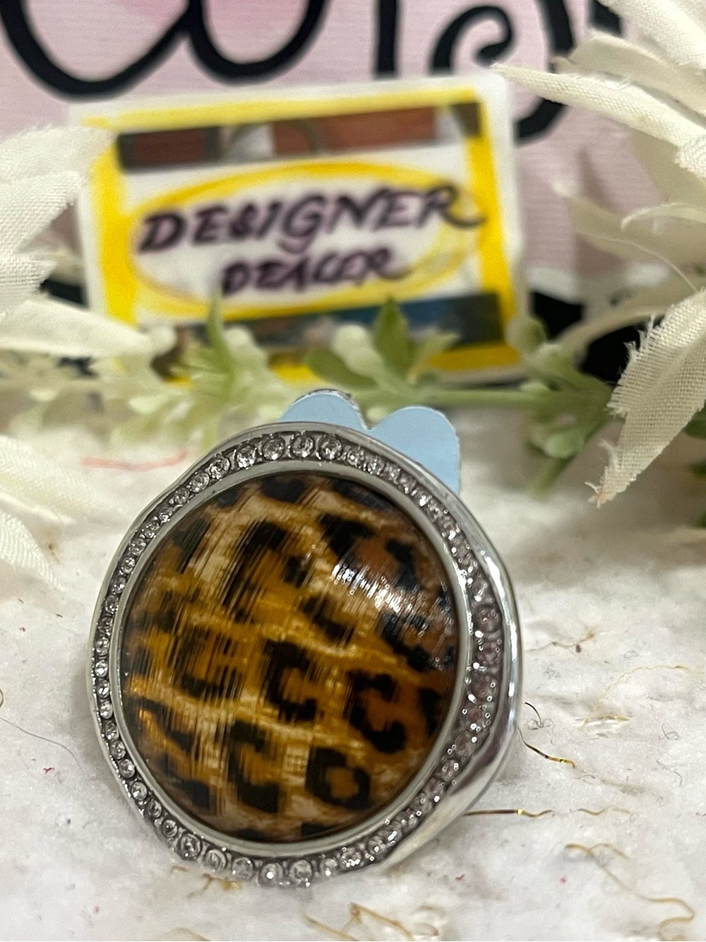 Brighton Trinity Leopard Print Silver Tone Ring Size 8 NWT